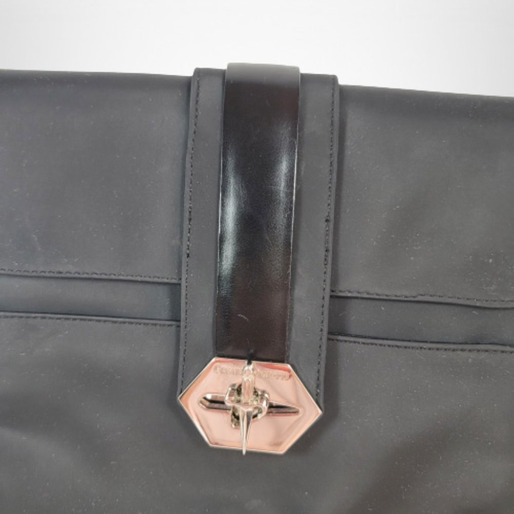 Cesare Paciotti Black Thick Nylon/Leather Shoulder Tote Handbag - Picture 5 of 16